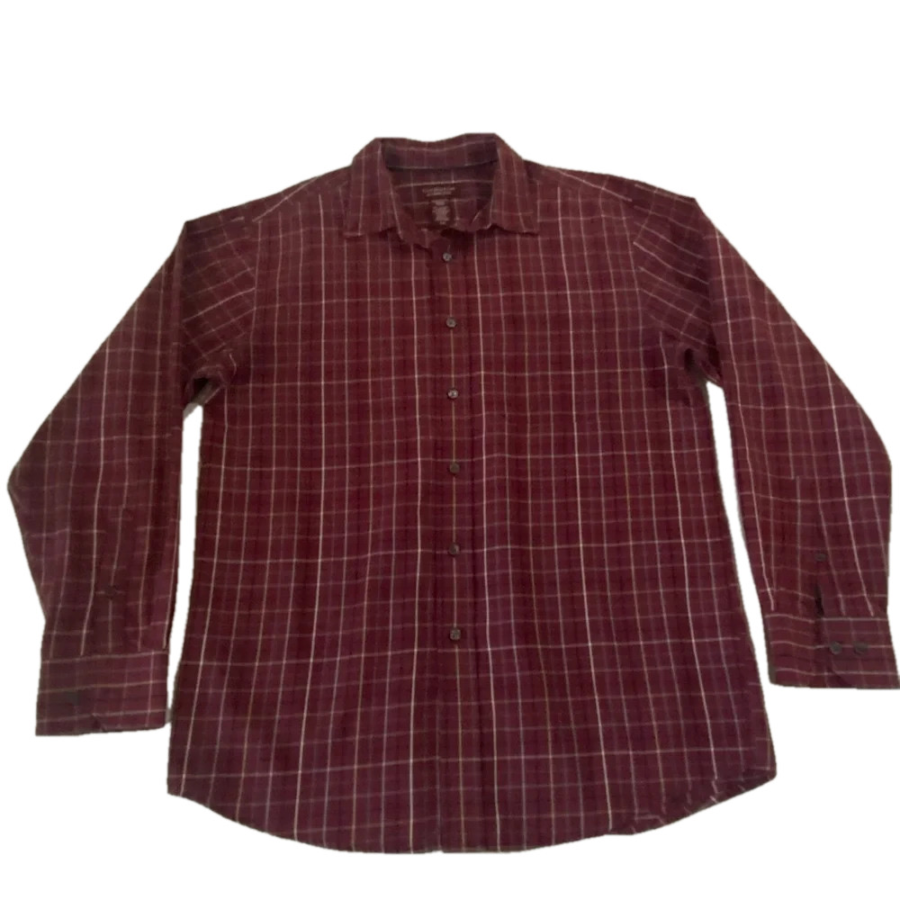 🎈Covington maroon plaid button down mens long sleeve  shirt cabincore M